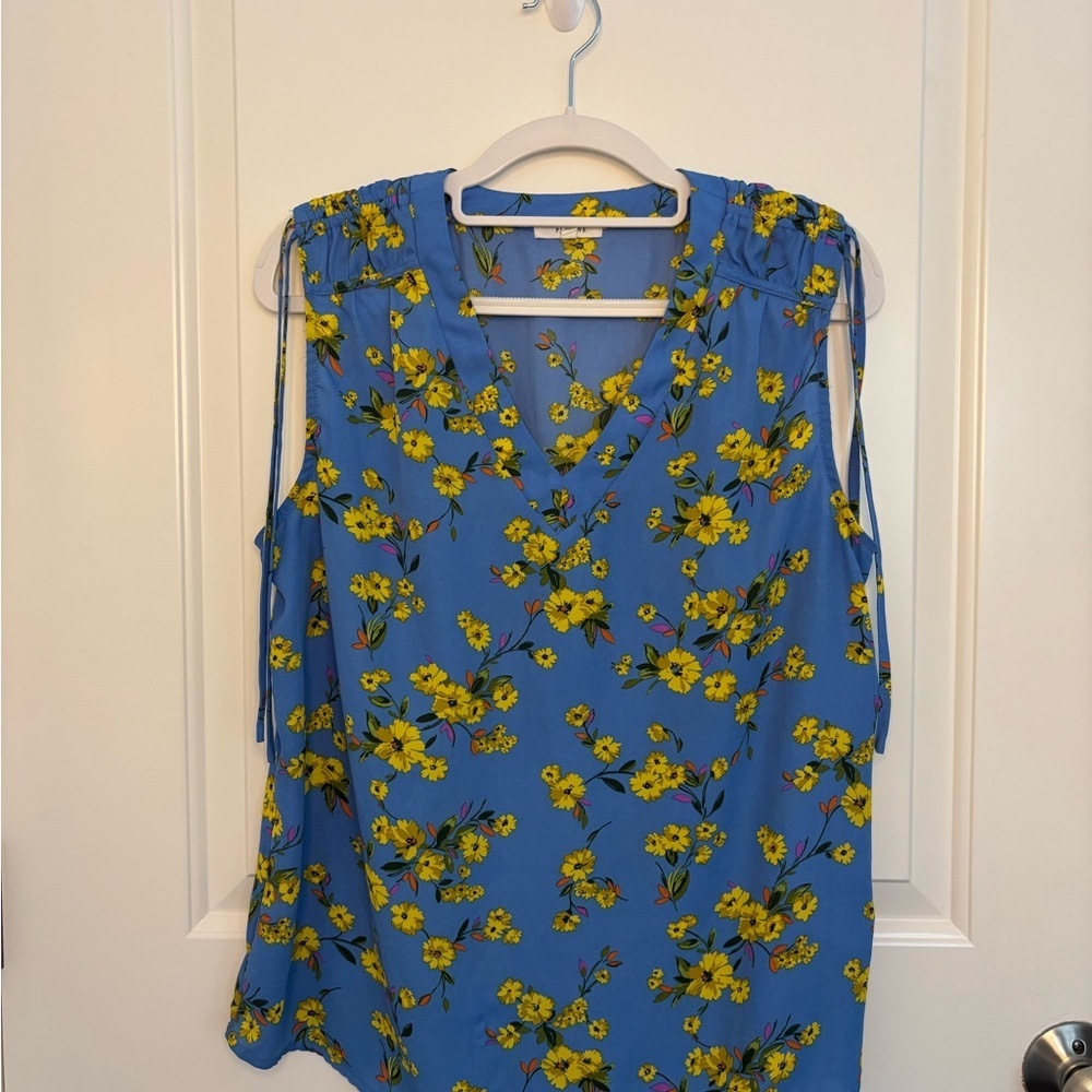 Anthropologie x Pleione Floral Blue Sleeveless Top